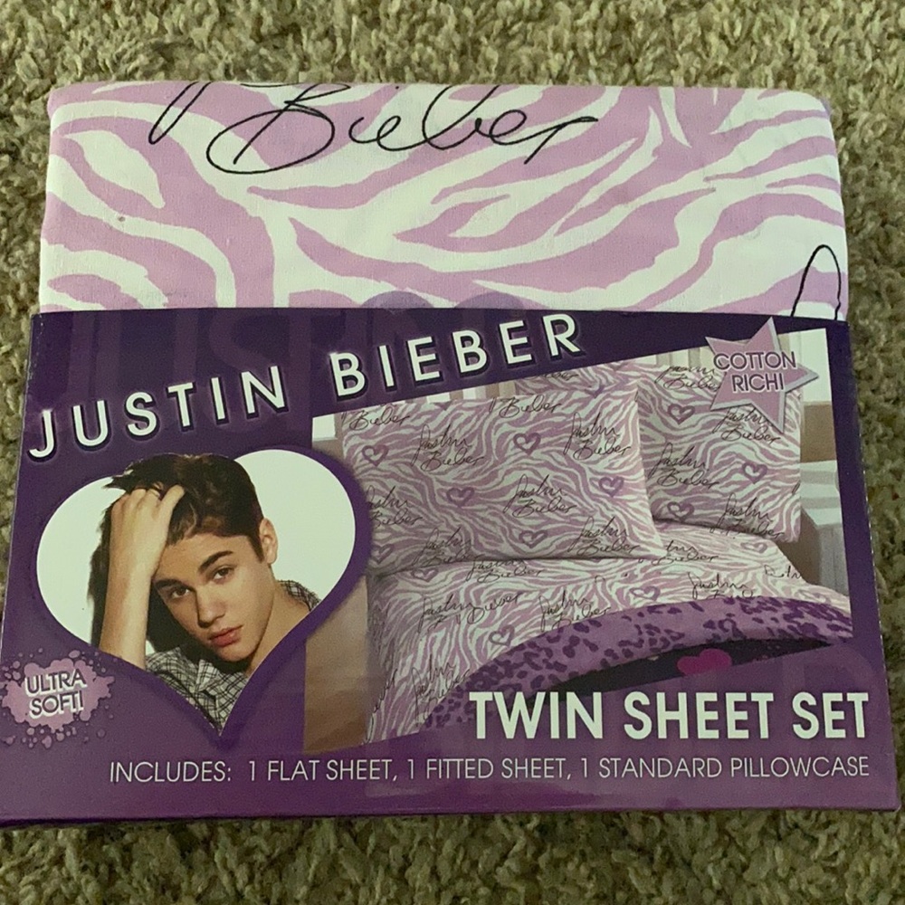 Brand New Justin Bieber Sheet Set